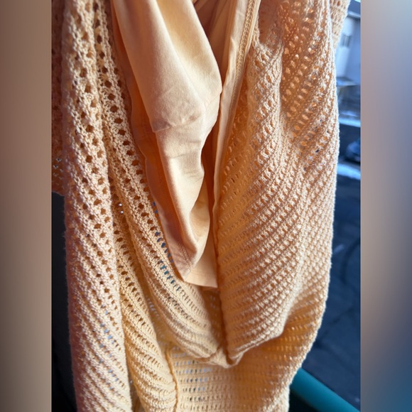 🆕 🌼 Rachel Zoe Yellow Crochet Knit Midi Skirt Lined Size M Casual Vacation Chic - Picture 8 of 13